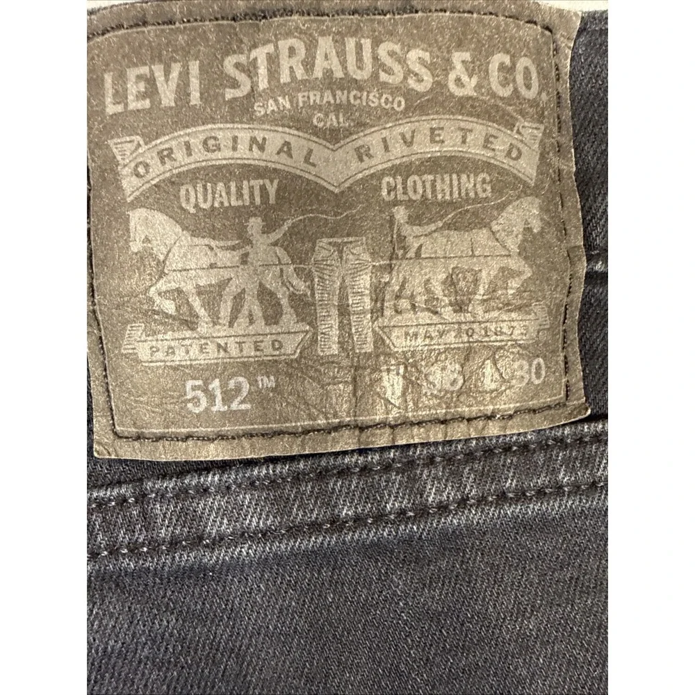 Levi's 512 Jeans Mens 36X30 NAVY Blue Slim Taper Dark Wash Denim